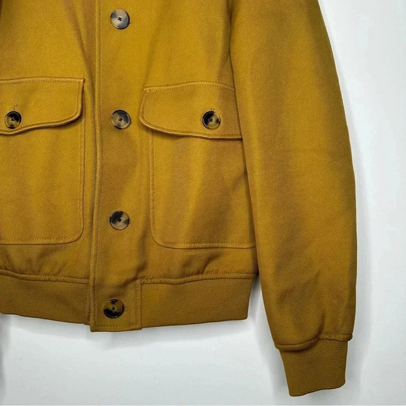 ZARA Men’s Mustard Button Front Bomber Jacket Size Small - Picture 4 of 12